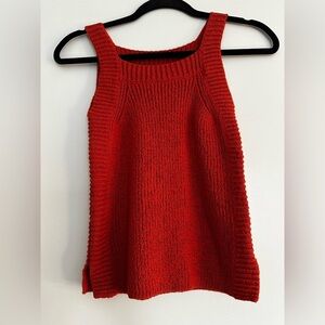 J Crew Womens Sleeveless Ribbed Sweater XXS Tangier Orange Square Neck.